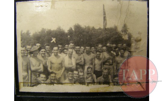 Thrale and the survivors of the Adam Road Camp pose in front of flagpole reputedly at Adam Park