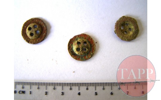 A collection of shirt buttons found at No7 Adam Park