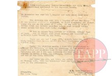 Thank You letter by Maj Gen Beckworth Smith at the time of Surrender