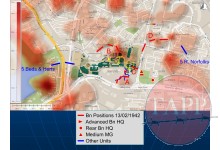Bn Positions of 13th Feb shown on a modern map of Bishan