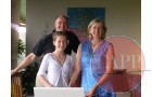 Christine Forsey and her daughter sharing her story with museum curator Jon Cooper  