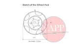 Sketch showing the design and dimensions of the hub cap